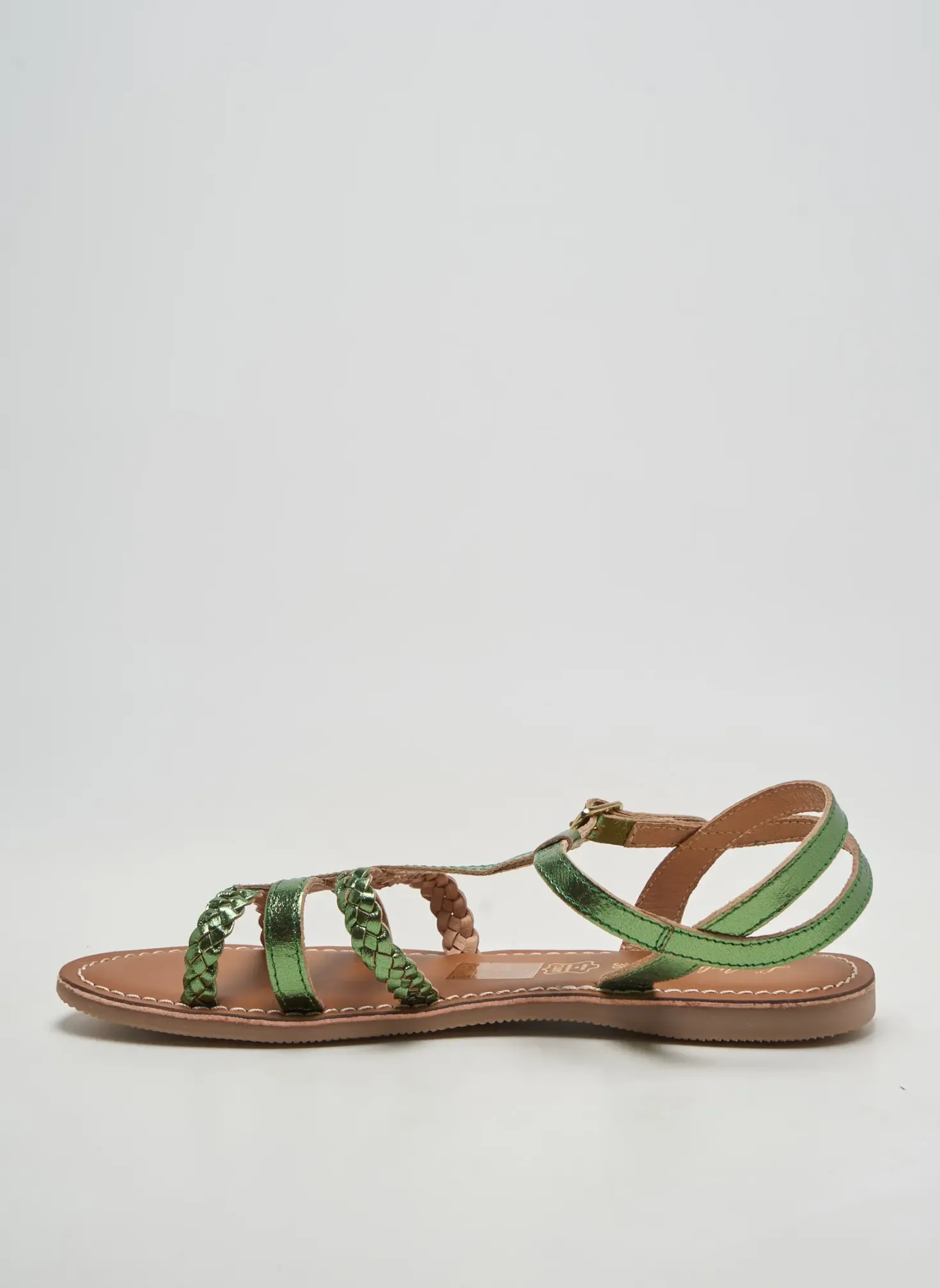Sandales/nu Pieds L'atelier Tropézien Vert Talon Plat Jusqu'à 3cm