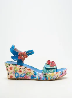 Sandales/nu Pieds Laura Vita Bleu Talon De 4 À 6cm
