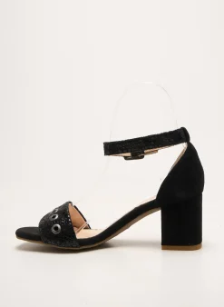 Sandales/nu Pieds Rebelles Noir Talon De 4 À 6cm