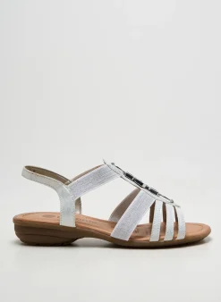 Sandales/nu Pieds Remonte Argent Talon Plat Jusqu'à 3cm