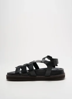 Spartiates Aliwell Noir Talon Plat Jusqu'à 3cm