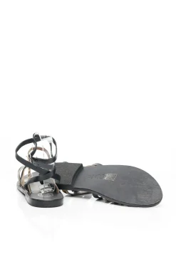 Spartiates White Sun Noir Talon Plat Jusqu'à 3cm