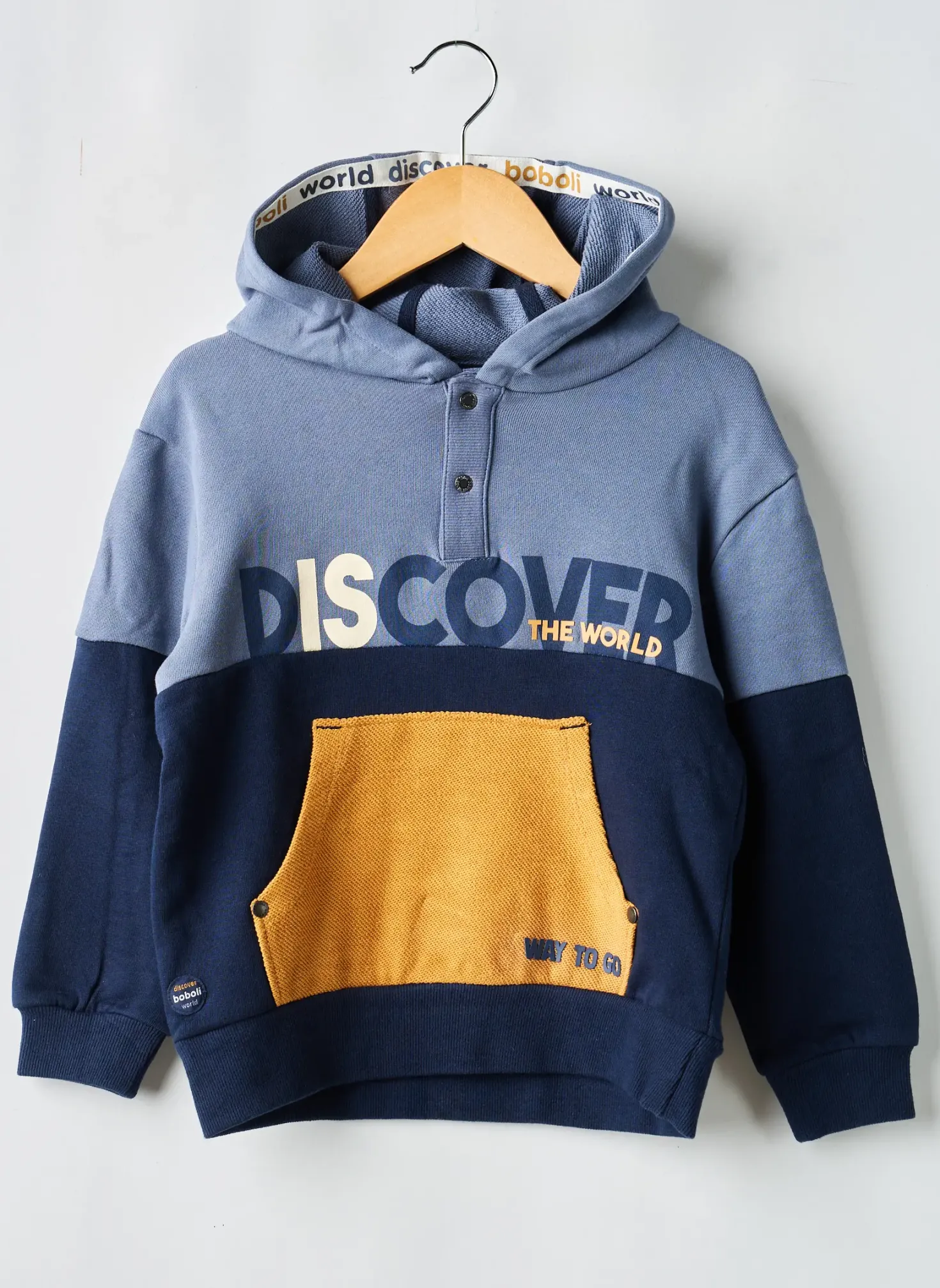 Sweat-shirt À Capuche Boboli Bleu Manches Longues