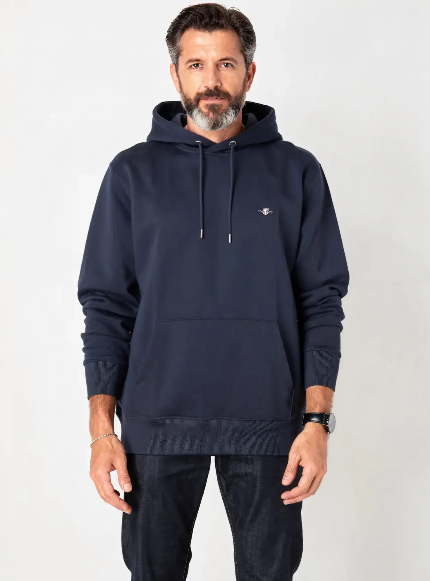 Sweat-shirt À Capuche Gant Bleu Manches Longues