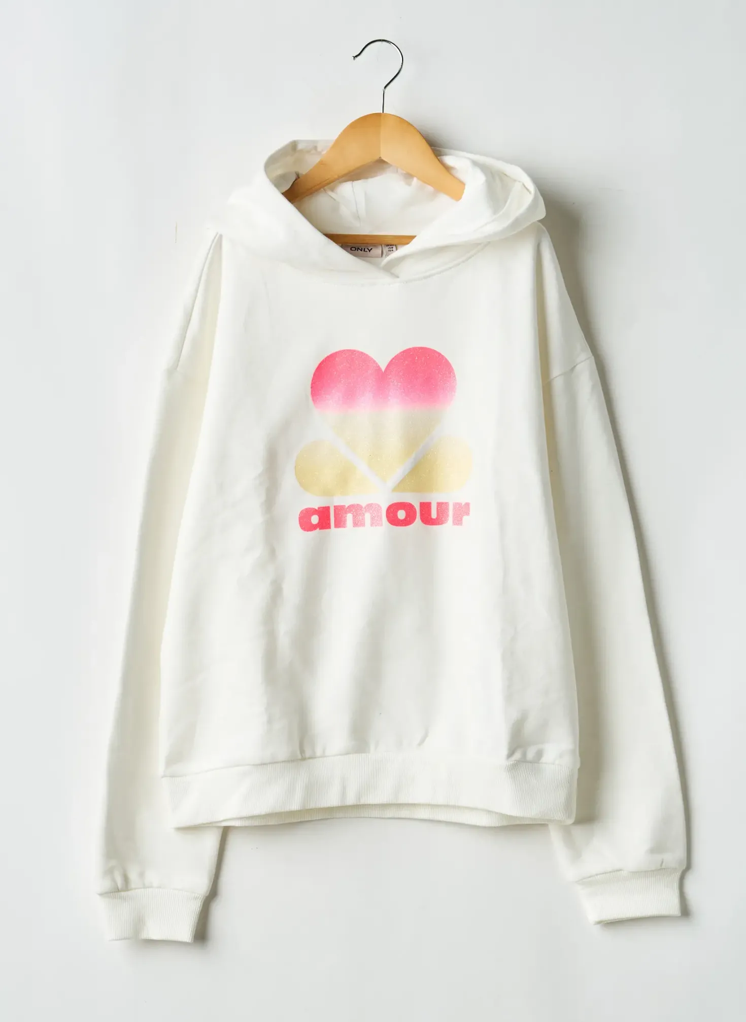 Sweat-shirt À Capuche Only Blanc Manches Longues