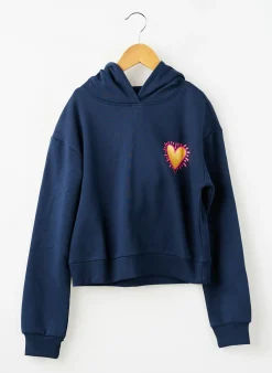 Sweat-shirt À Capuche Only Bleu Manches Longues