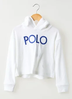 Sweat-shirt À Capuche Ralph Lauren Blanc Manches Longues