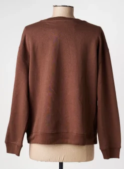 Sweat-shirt C'est Beau La Vie Marron Manches Longues