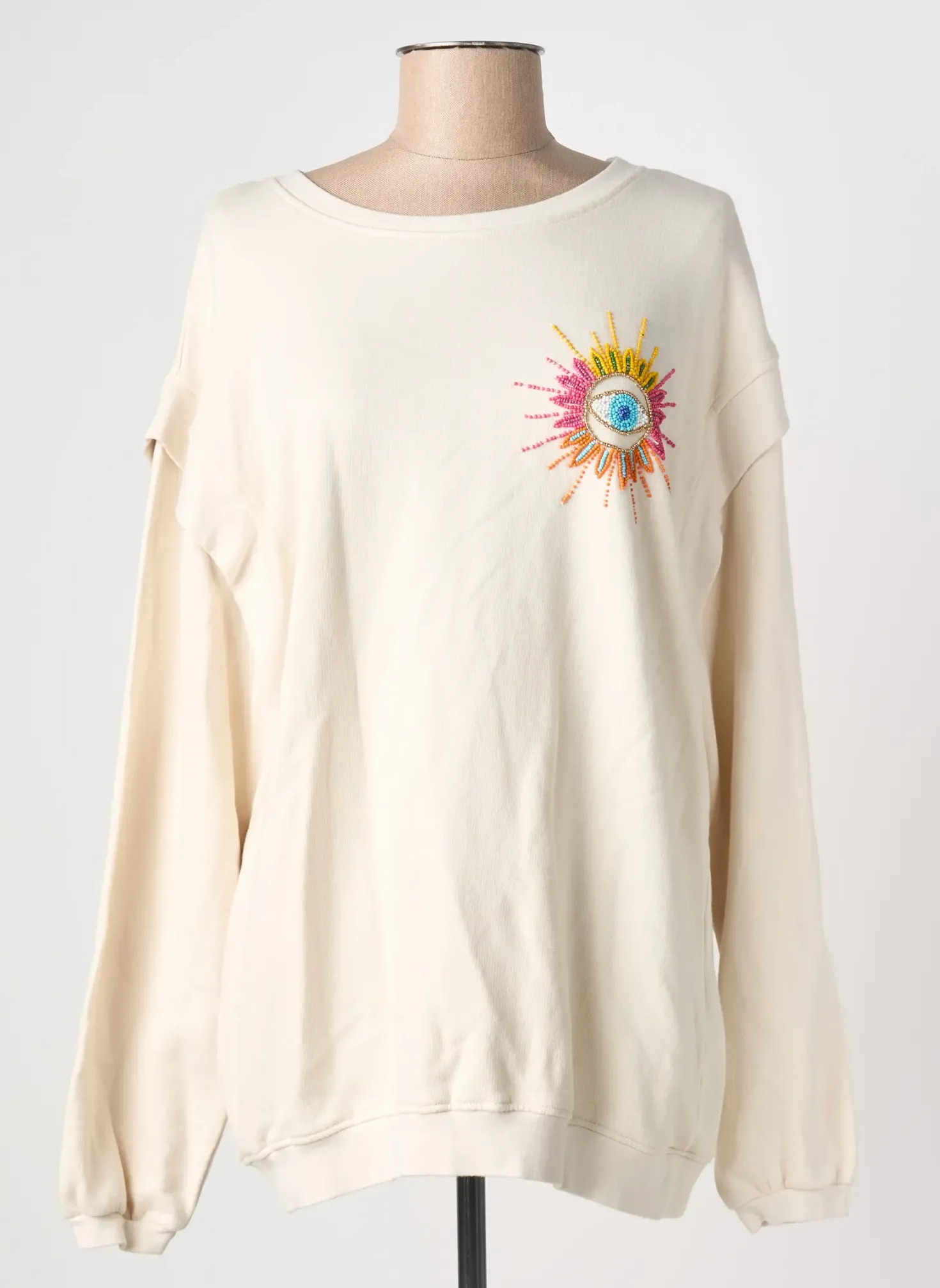 Sweat-shirt Gold & Silver Beige Manches Longues