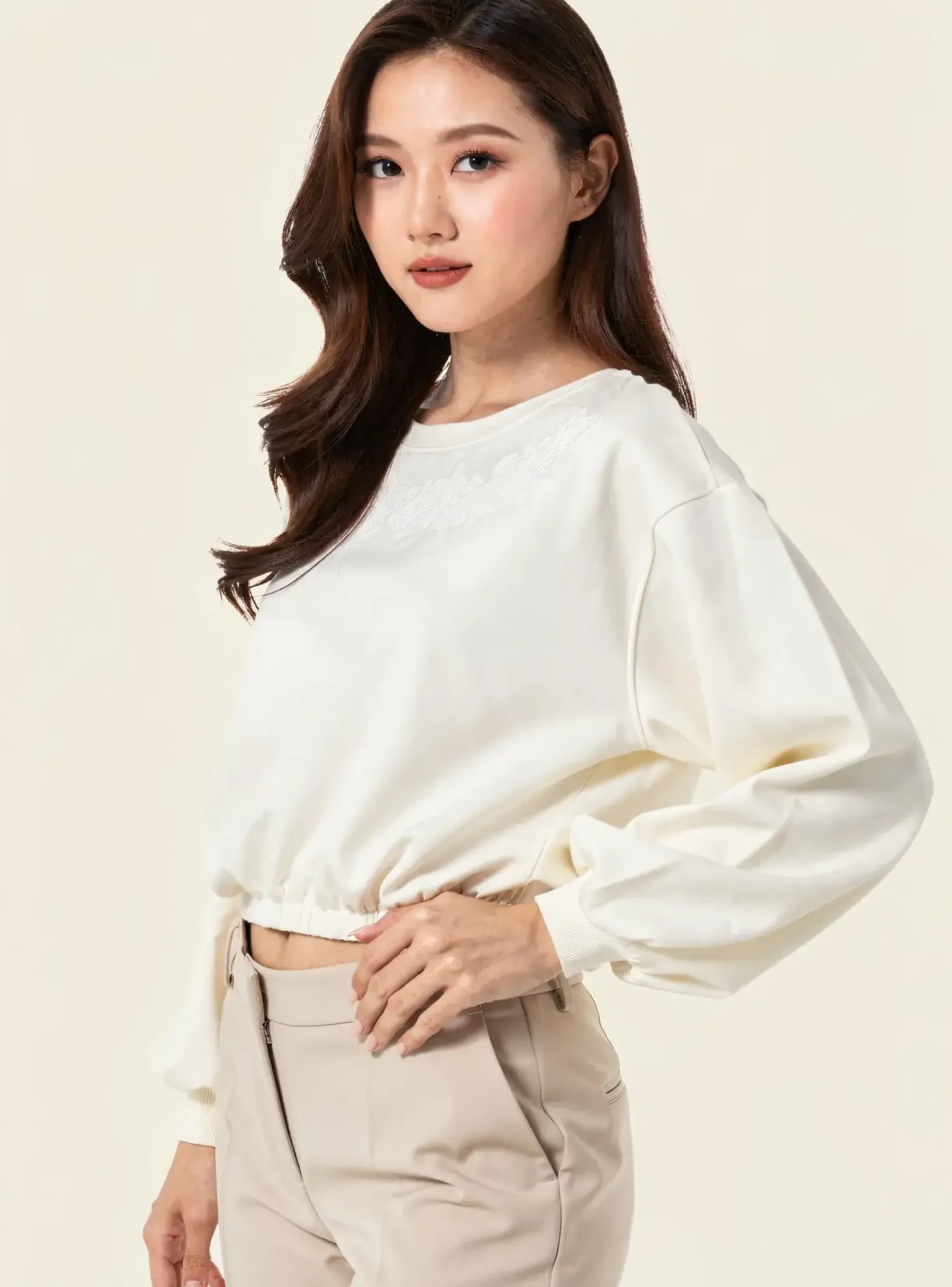 Sweat-shirt Hpdp (hype Drop) Beige Manches Longues
