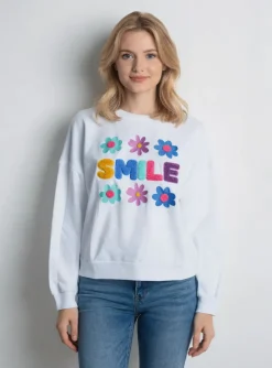 Sweat-shirt Jubylee Blanc Manches Longues