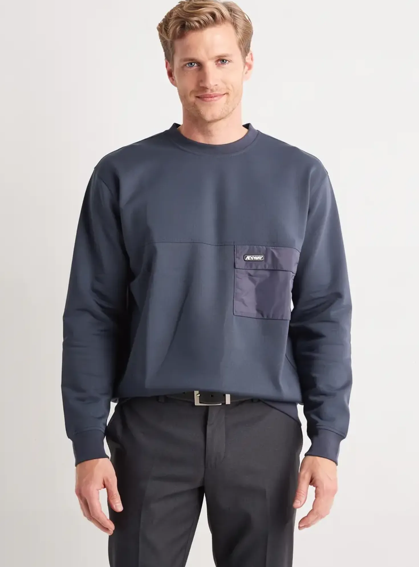 Sweat-shirt Kway Bleu Manches Longues