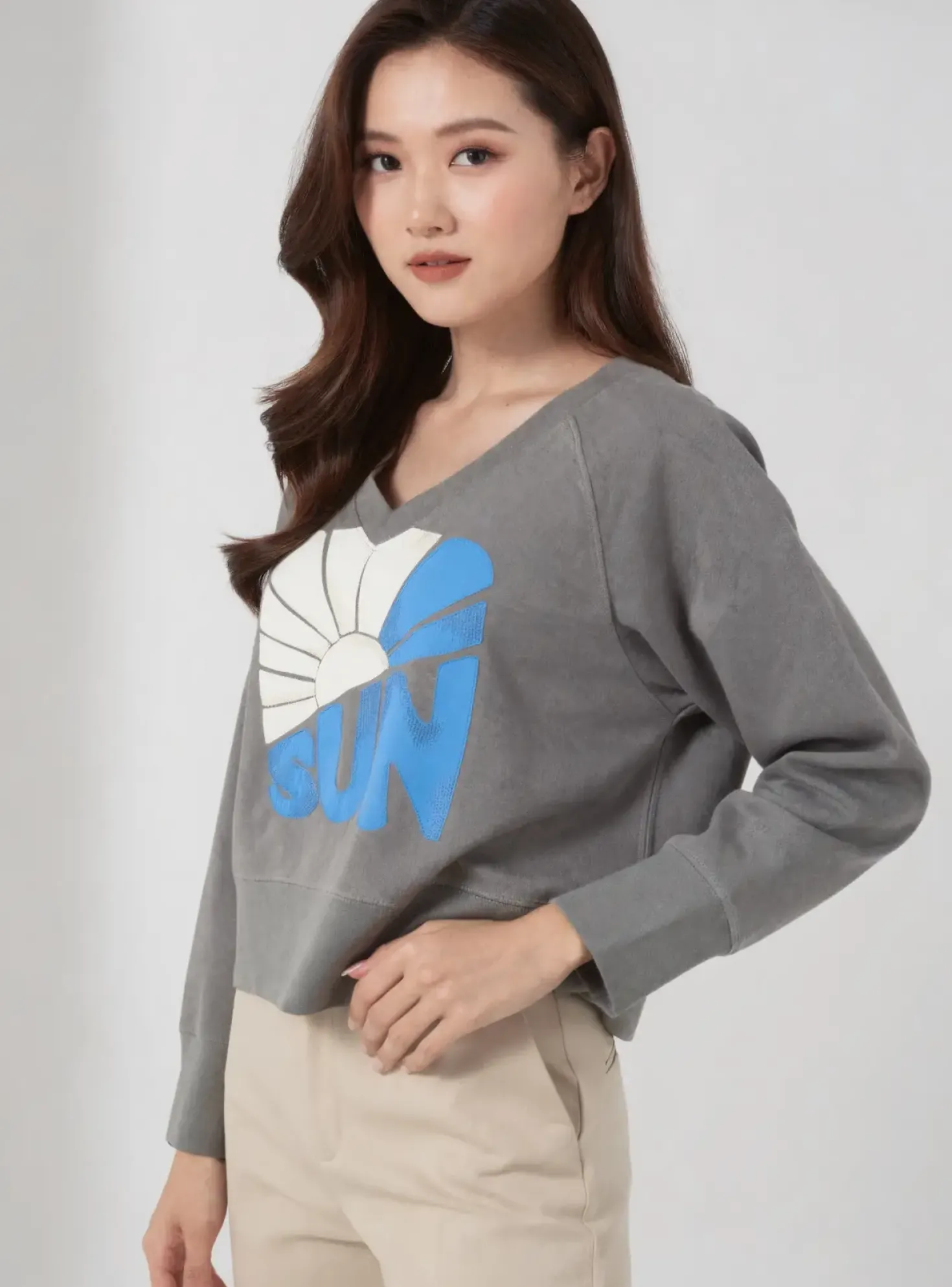Sweat-shirt Leon & Harper Gris Manches Longues
