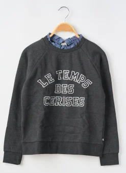 Sweat-shirt Le Temps Des Cerises Gris Manches Longues
