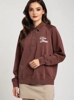 Sweat-shirt Love Stories Marron Manches Longues