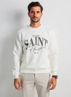 Sweat-shirt Mbm Blanc Manches Longues