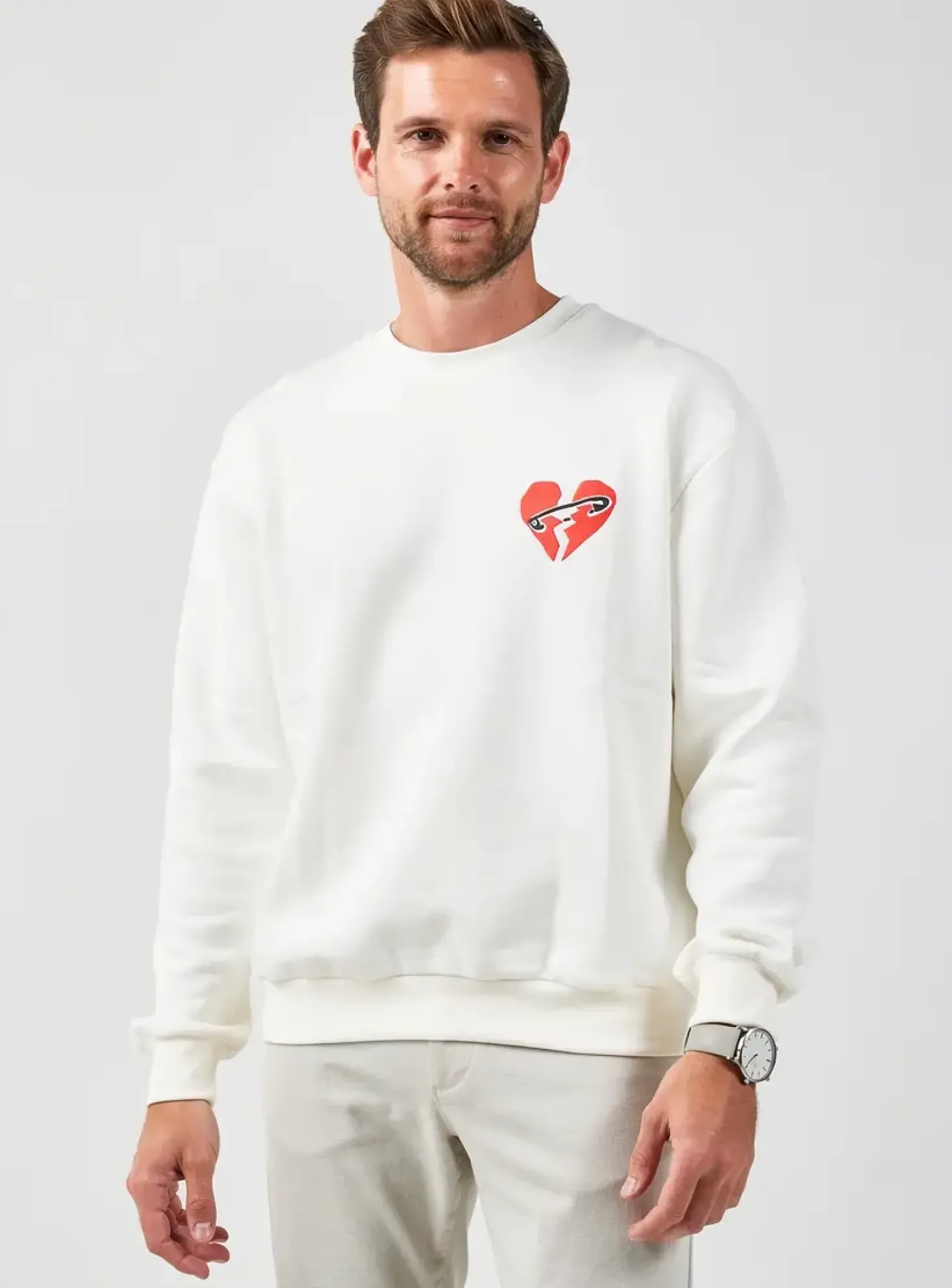Sweat-shirt Mbm Blanc Manches Longues