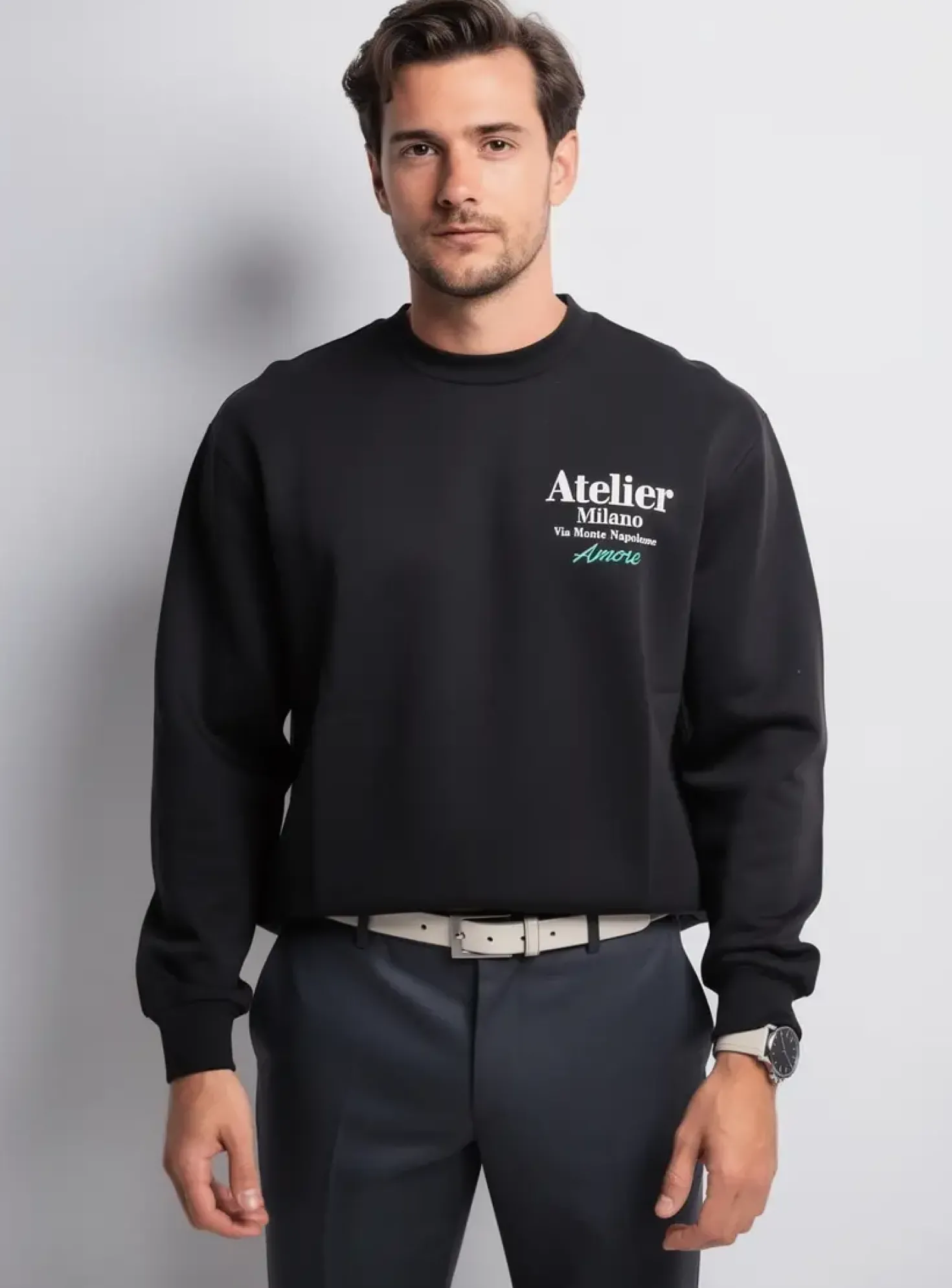 Sweat-shirt Mbm Noir Manches Longues