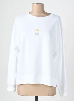 Sweat-shirt Mus & Bombon Blanc Manches Longues