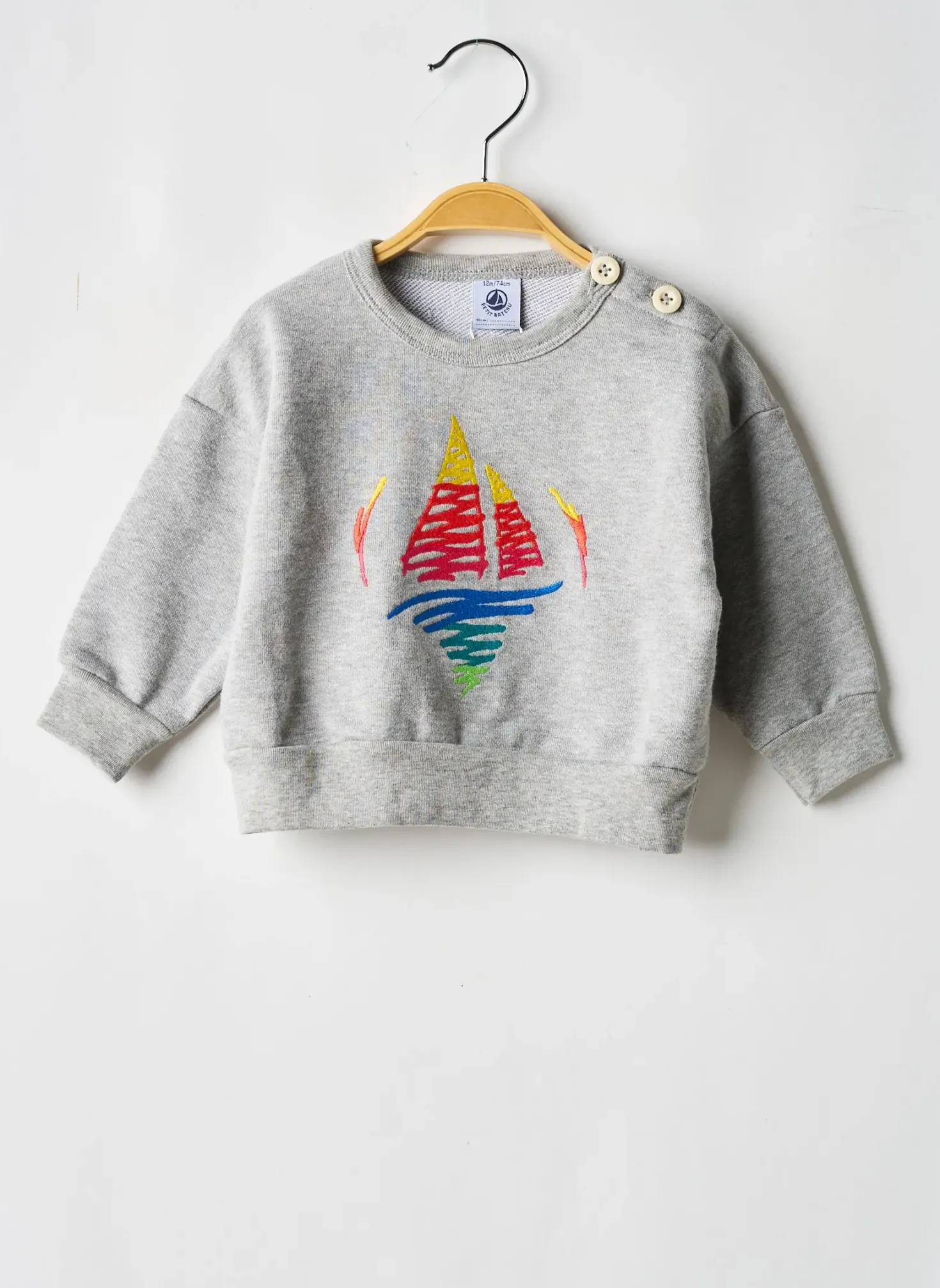 Sweat-shirt Petit Bateau Gris Manches Longues