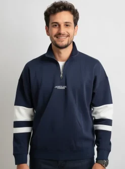 Sweat-shirt Pioneer Bleu Manches Longues