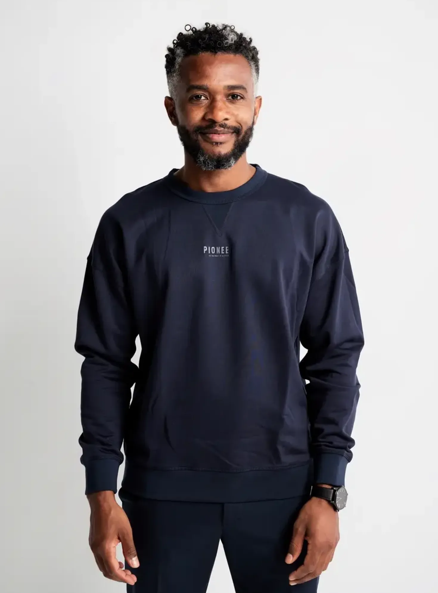 Sweat-shirt Pioneer Bleu Manches Longues