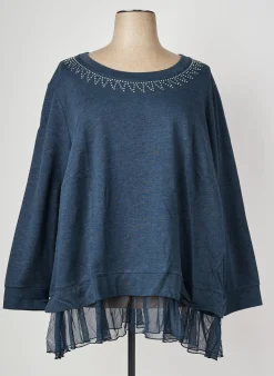 Sweat-shirt Sheego Bleu Manches Longues