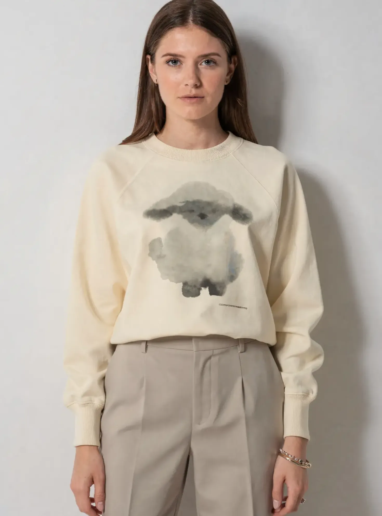 Sweat-shirt Thinking Mu Beige Manches Longues