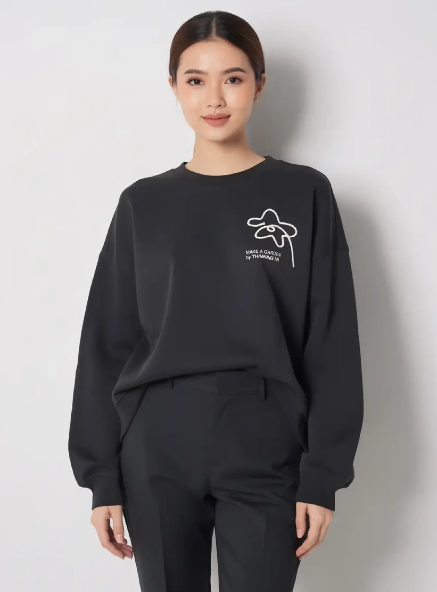 Sweat-shirt Thinking Mu Noir Manches Longues