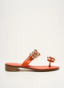 Tongs Eddicuomo Orange Talon Plat Jusqu'à 3cm