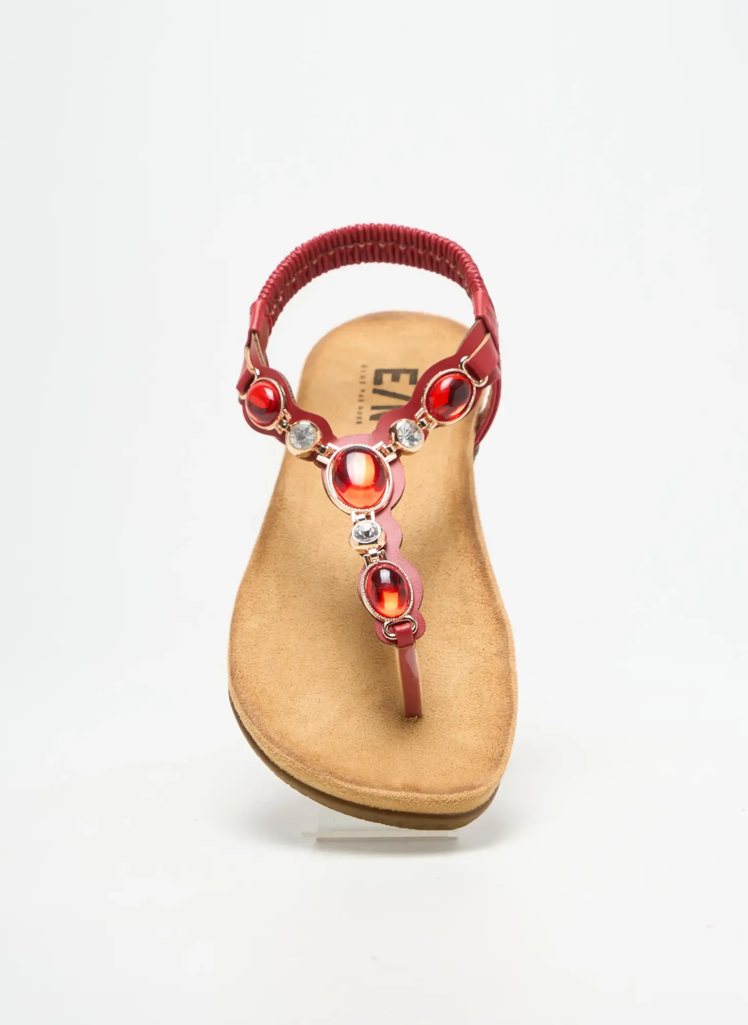 Tongs Elue Par Nous Rouge Talon Plat Jusqu'à 3cm