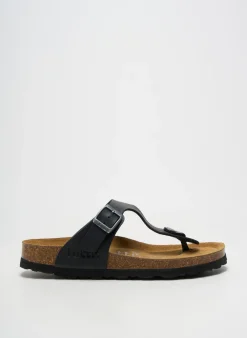 Tongs Futti Noir Talon Plat Jusqu'à 3cm