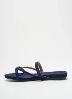 Tongs Jb Martin Bleu Talon Plat Jusqu'à 3cm