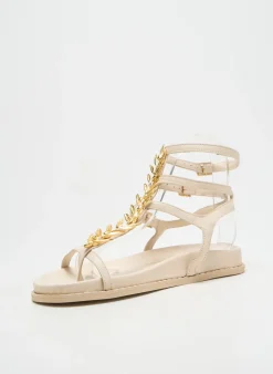 Tongs Kotris Beige Talon Plat Jusqu'à 3cm