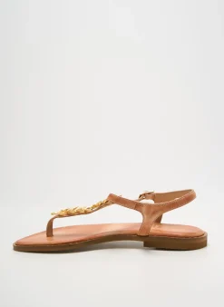 Tongs Kotris Marron Talon Plat Jusqu'à 3cm