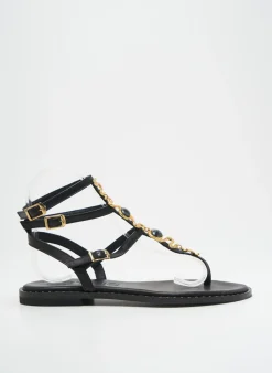 Tongs Kotris Noir Talon Plat Jusqu'à 3cm