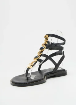 Tongs Kotris Noir Talon Plat Jusqu'à 3cm