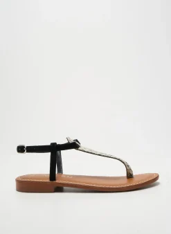 Tongs L'atelier Tropézien Noir Talon Plat Jusqu'à 3cm