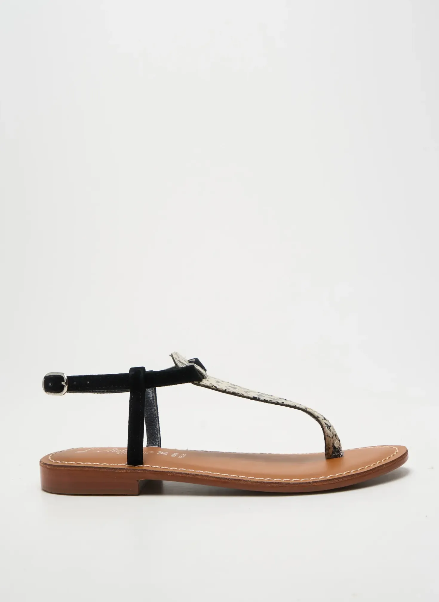 Tongs L'atelier Tropézien Noir Talon Plat Jusqu'à 3cm