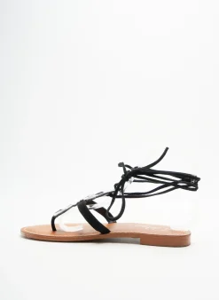 Tongs L'atelier Tropézien Noir Talon Plat Jusqu'à 3cm