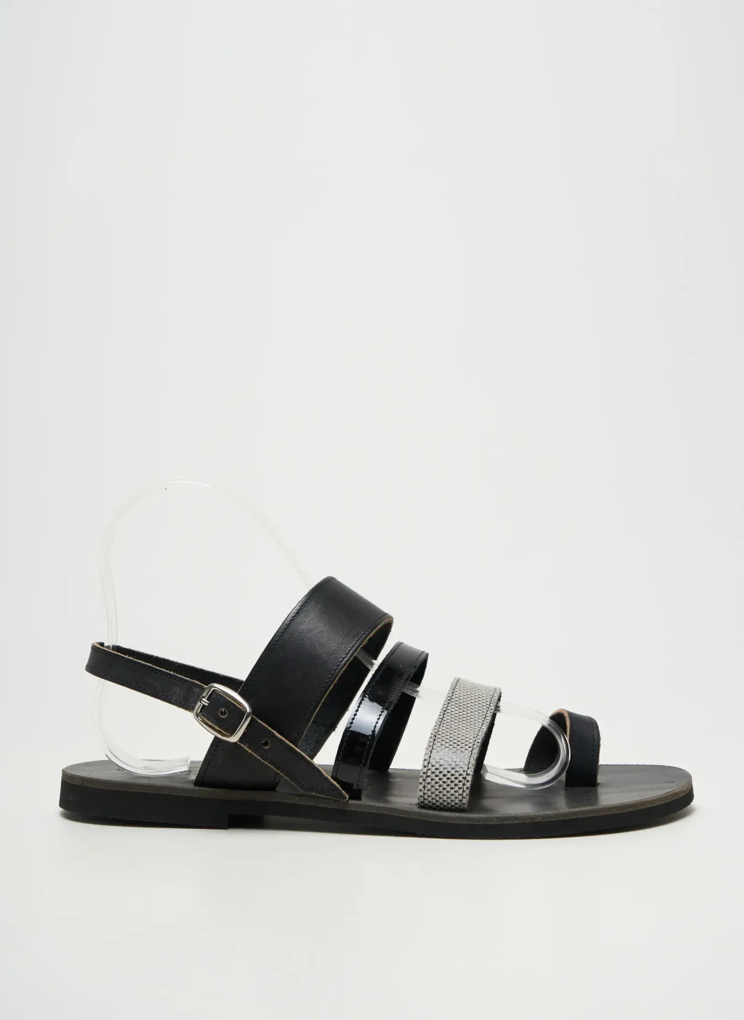 Tongs Les Spartiates Phoceennes Noir Talon Plat Jusqu'à 3cm