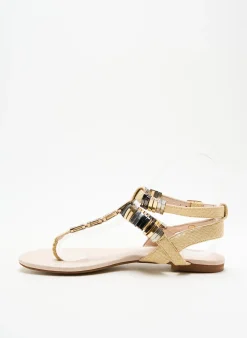 Tongs Lollipops Beige Talon Plat Jusqu'à 3cm