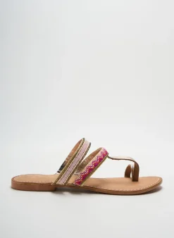 Tongs Lollipops Beige Talon Plat Jusqu'à 3cm