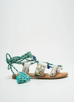Tongs Molly Bracken Vert Talon Plat Jusqu'à 3cm