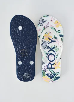 Tongs Roxy Blanc Talon Plat Jusqu'à 3cm