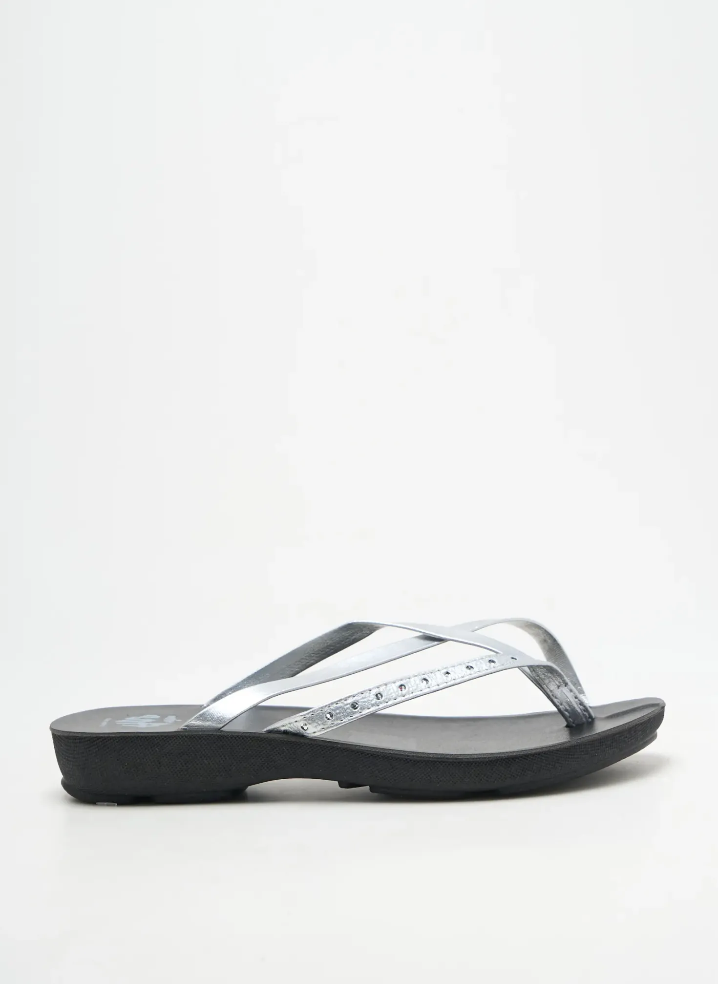Tongs Seklo Argent Talon Plat Jusqu'à 3cm