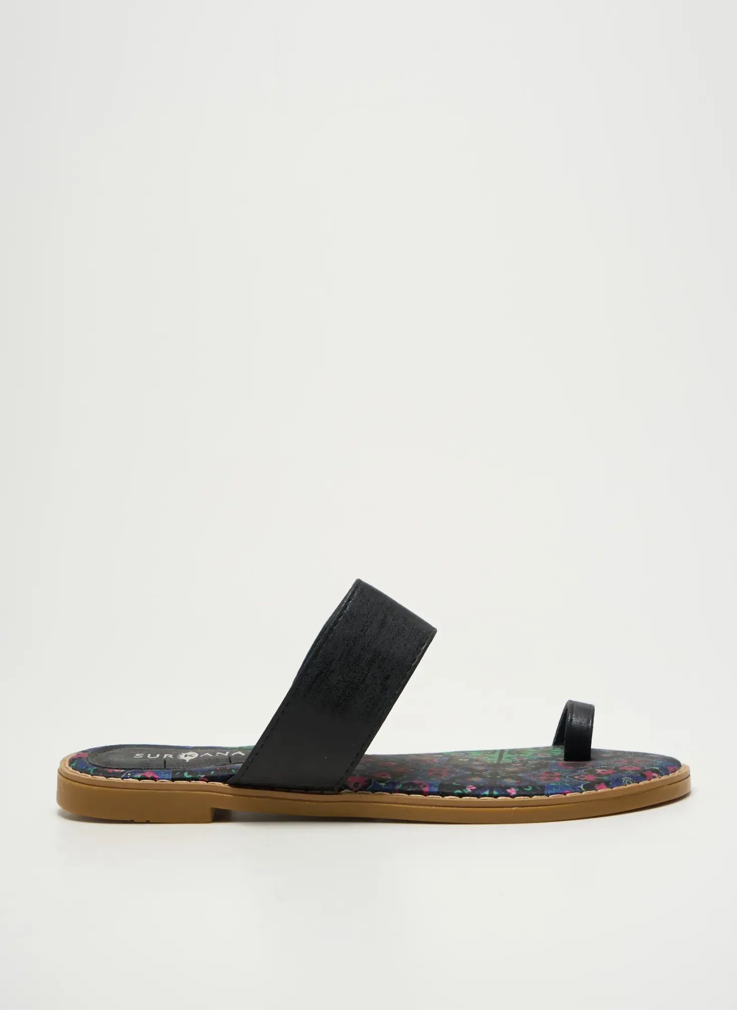 Tongs Surkana Noir Talon Plat Jusqu'à 3cm