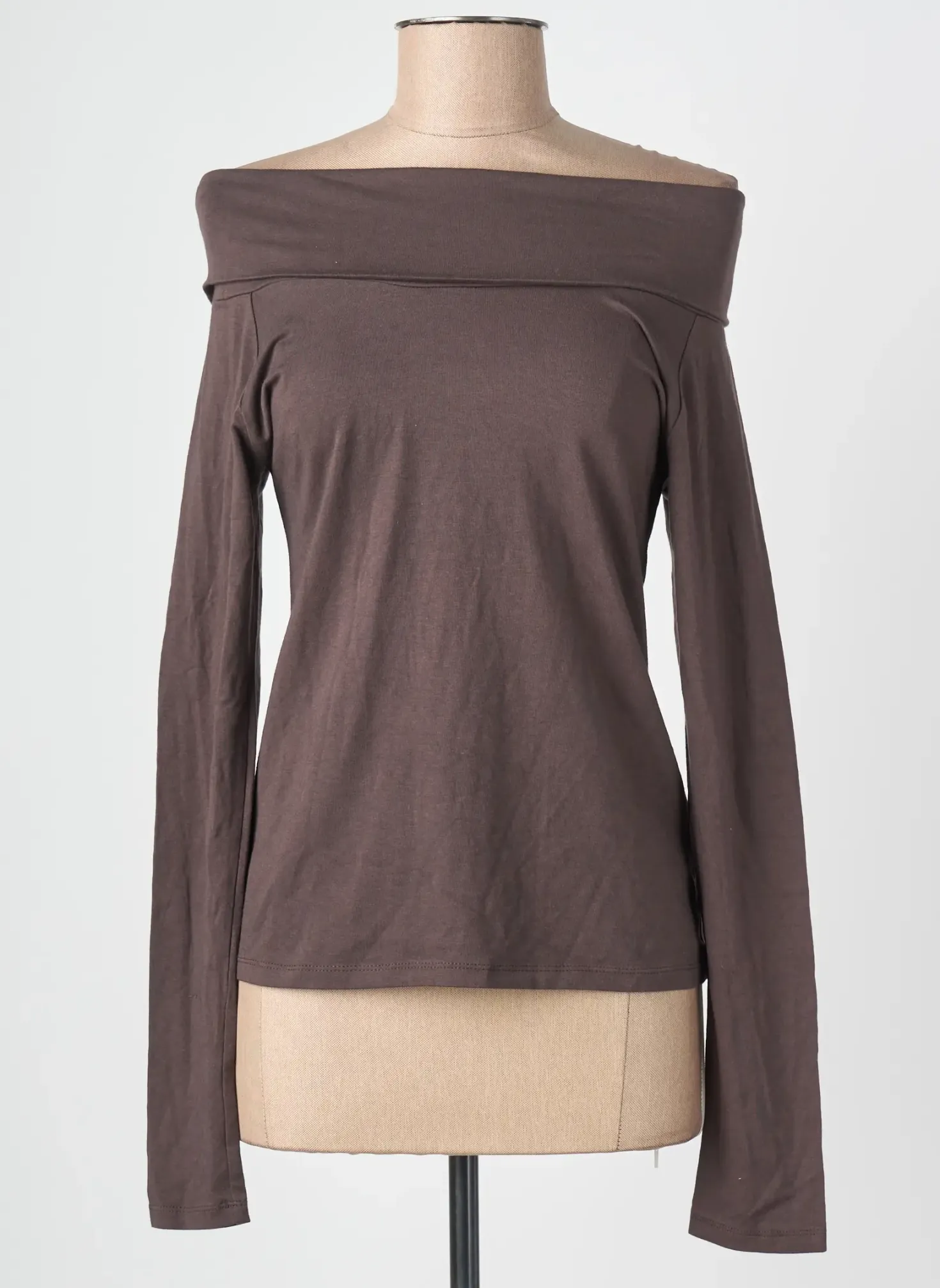 Top Anne Elisabeth Marron Manches Longues