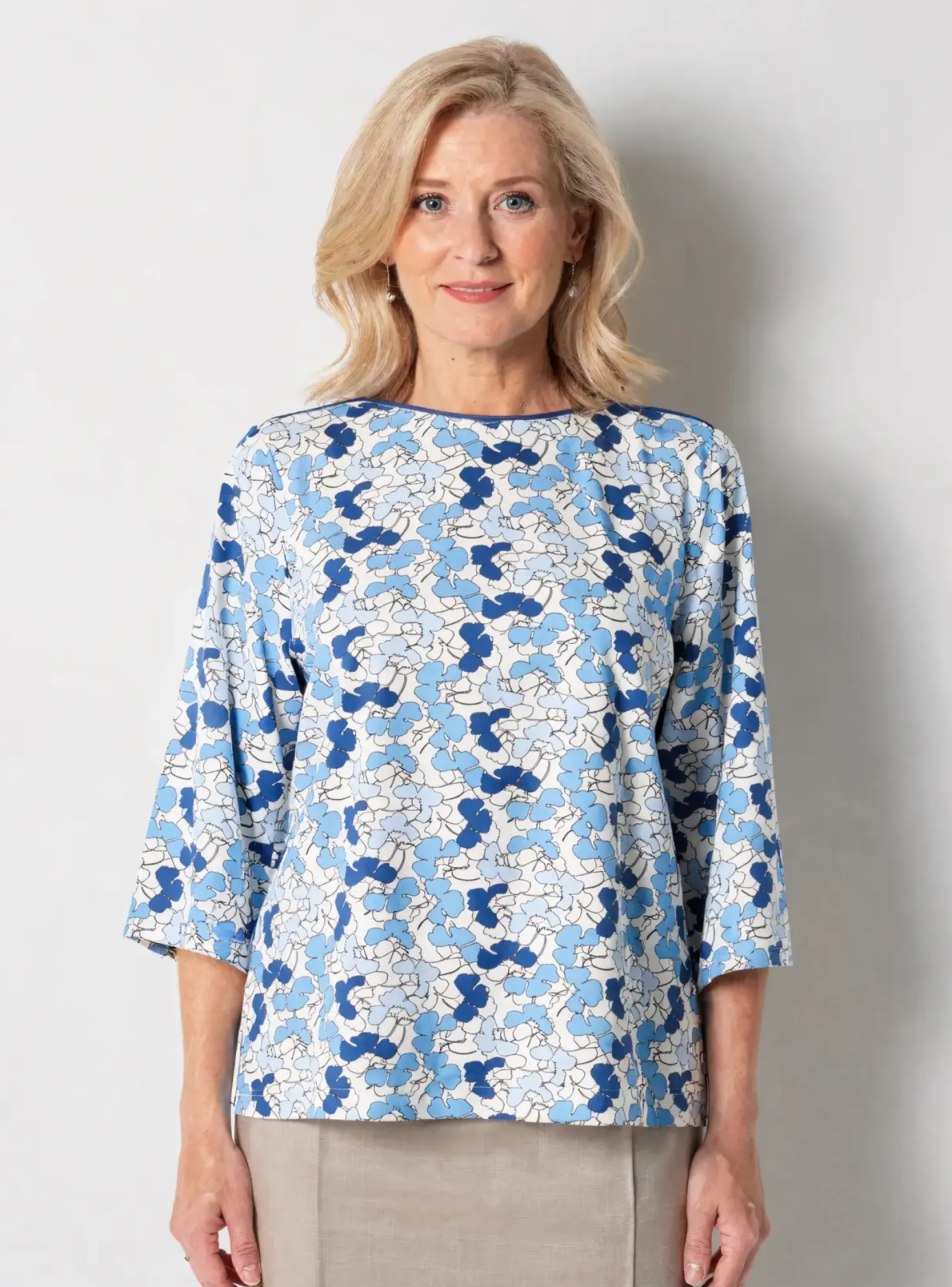 Top Barbara Lebek Bleu Manches Longues