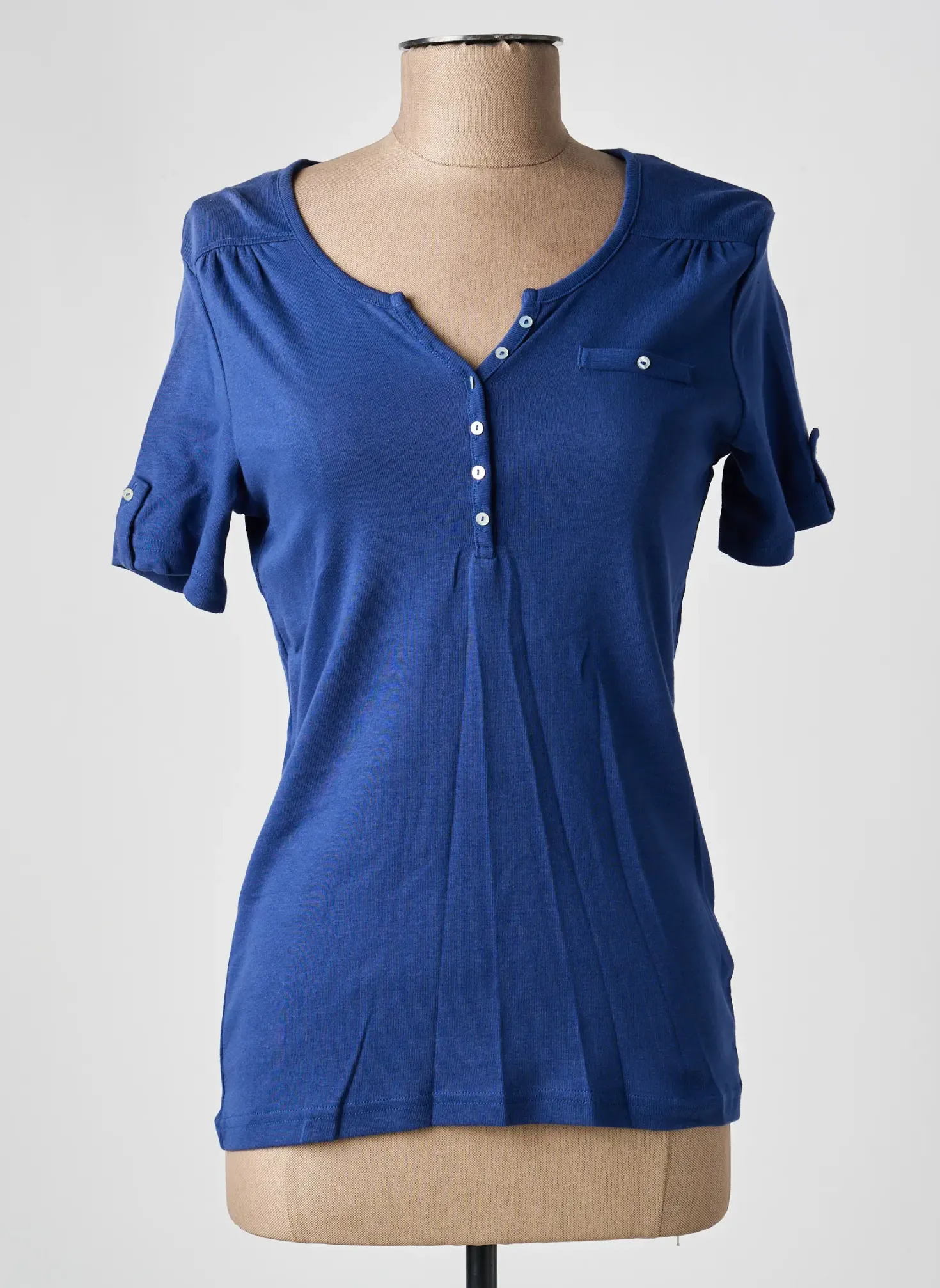 Top Damart Bleu Manches Courtes